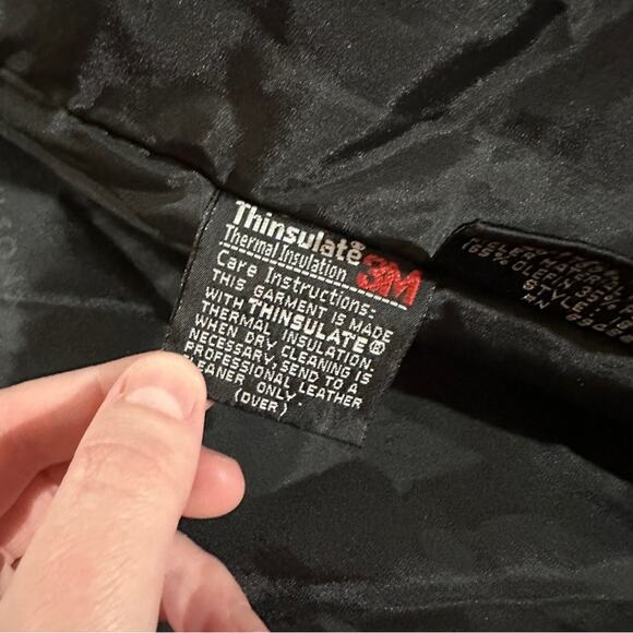 Vintage 80s Wilsons Black‎ Leather Paisley Print Long Sleeve Coat Size M - Picture 8 of 13